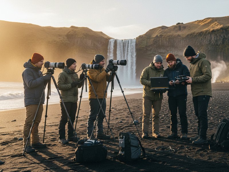 Команда Victoriavoyage обсуждает детали фототура по Исландии, работа над проектом.