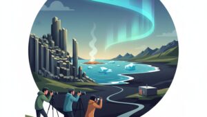 Исландия, фототур на 7 дней от Victoriavoyage: современная иллюстрация для блога о фототуризме.